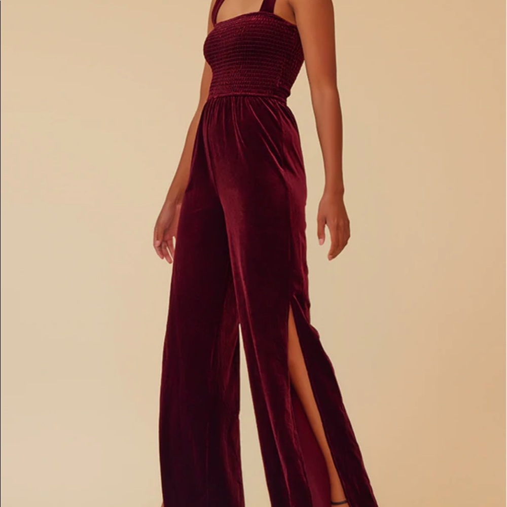 ✨NWT✨ VELVET JUMPSUIT - WINE - Medium